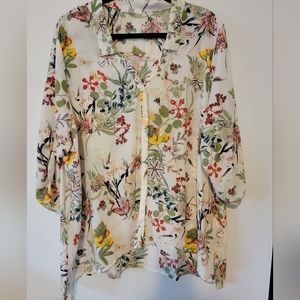 Spense floral semi sheer button down